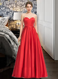 Rosalind Ball-Gown/Princess Sweetheart Floor-Length Satin Prom Dresses With Beading Sequins Pockets UKP0014280