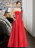 Rosalind Ball-Gown/Princess Sweetheart Floor-Length Satin Prom Dresses With Beading Sequins Pockets UKP0014280