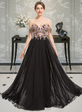 Yareli Ball-Gown/Princess Off-the-Shoulder Floor-Length Chiffon Prom Dresses UKP0014281