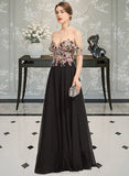 Yareli Ball-Gown/Princess Off-the-Shoulder Floor-Length Chiffon Prom Dresses UKP0014281