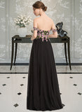 Yareli Ball-Gown/Princess Off-the-Shoulder Floor-Length Chiffon Prom Dresses UKP0014281