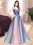 Sophia Ball-Gown/Princess Sweetheart Floor-Length Tulle Prom Dresses With Ruffle Beading Sequins UKP0014290