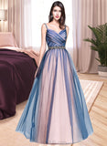 Sophia Ball-Gown/Princess Sweetheart Floor-Length Tulle Prom Dresses With Ruffle Beading Sequins UKP0014290