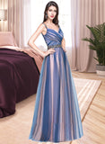 Sophia Ball-Gown/Princess Sweetheart Floor-Length Tulle Prom Dresses With Ruffle Beading Sequins UKP0014290