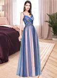 Sophia Ball-Gown/Princess Sweetheart Floor-Length Tulle Prom Dresses With Ruffle Beading Sequins UKP0014290