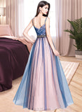 Sophia Ball-Gown/Princess Sweetheart Floor-Length Tulle Prom Dresses With Ruffle Beading Sequins UKP0014290