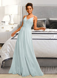 Alisa A-line V-Neck Floor-Length Chiffon Prom Dresses With Sequins UKP0014293