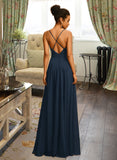 Destinee A-Line V-neck Floor-Length Chiffon Prom Dresses With Sequins UKP0014295