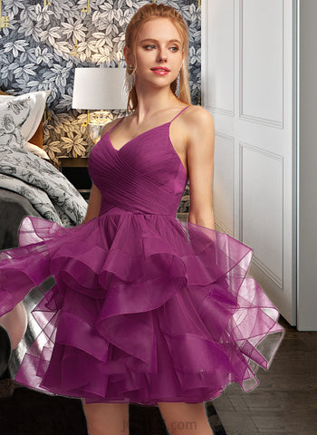 Kaliyah Ball-Gown/Princess V-Neck Short/Mini Tulle Prom Dresses UKP0014302