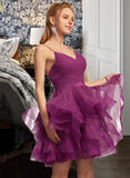 Kaliyah Ball-Gown/Princess V-Neck Short/Mini Tulle Prom Dresses UKP0014302