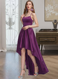 Lailah Ball-Gown/Princess Square Neckline Asymmetrical Satin Prom Dresses UKP0014303