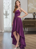 Lailah Ball-Gown/Princess Square Neckline Asymmetrical Satin Prom Dresses UKP0014303