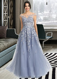 Jordin Ball-Gown/Princess Scoop Neck Floor-Length Tulle Prom Dresses UKP0014312