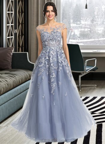 Jordin Ball-Gown/Princess Scoop Neck Floor-Length Tulle Prom Dresses UKP0014312