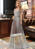 Ashleigh A-Line V-neck Floor-Length Chiffon Prom Dresses With Beading Sequins UKP0014321