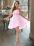 Yaritza A-Line/Princess Sweetheart Short/Mini Tulle Prom Dresses With Beading Sequins UKP0014328