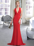 Germaine Trumpet/Mermaid V-neck Sweep Train Jersey Prom Dresses UKP0014332