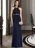 Lilian Sheath/Column Scoop Neck Floor-Length Jersey Prom Dresses With Beading Sequins UKP0014345