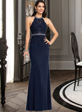 Lilian Sheath/Column Scoop Neck Floor-Length Jersey Prom Dresses With Beading Sequins UKP0014345