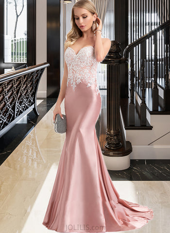 Annie Trumpet/Mermaid Sweetheart Sweep Train Prom Dresses UKP0014348