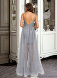 Karlee Ball-Gown/Princess V-neck Floor-Length Tulle Prom Dresses With Lace Sequins UKP0014361