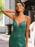 Lucinda Trumpet/Mermaid V-neck Floor-Length Sequined Prom Dresses With Beading Sequins UKP0014368