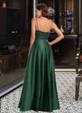 Carolyn A-line Sweetheart Floor-Length Satin Prom Dresses With Sequins UKP0014373