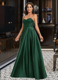 Carolyn A-line Sweetheart Floor-Length Satin Prom Dresses With Sequins UKP0014373