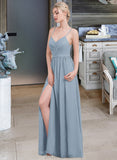 Novia A-Line Sweetheart Floor-Length Chiffon Prom Dresses With Ruffle Split Front UKP0014374