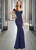 Moriah Trumpet/Mermaid Off-the-Shoulder Floor-Length Stretch Crepe Prom Dresses With Split Front UKP0014376