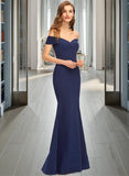 Moriah Trumpet/Mermaid Off-the-Shoulder Floor-Length Stretch Crepe Prom Dresses With Split Front UKP0014376