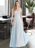 Jewel A-Line Off-the-Shoulder Floor-Length Chiffon Prom Dresses With Beading Sequins UKP0014377