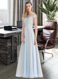 Jewel A-Line Off-the-Shoulder Floor-Length Chiffon Prom Dresses With Beading Sequins UKP0014377