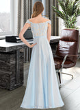 Jewel A-Line Off-the-Shoulder Floor-Length Chiffon Prom Dresses With Beading Sequins UKP0014377