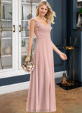 Angel Empire V-neck Floor-Length Chiffon Prom Dresses With Cascading Ruffles UKP0014379