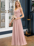 Angel Empire V-neck Floor-Length Chiffon Prom Dresses With Cascading Ruffles UKP0014379