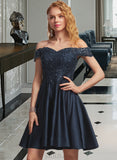 Tricia A-Line Off-the-Shoulder Short/Mini Satin Prom Dresses With Lace Sequins UKP0014383