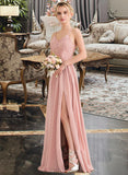 Lorena A-Line Sweetheart Floor-Length Chiffon Lace Prom Dresses With Split Front UKP0014387