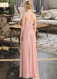 Lorena A-Line Sweetheart Floor-Length Chiffon Lace Prom Dresses With Split Front UKP0014387