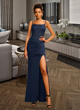 Giuliana Sheath/Column Scoop Neck Floor-Length Lace Jersey Prom Dresses With Beading Sequins UKP0014389