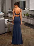 Giuliana Sheath/Column Scoop Neck Floor-Length Lace Jersey Prom Dresses With Beading Sequins UKP0014389