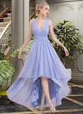 Jaylynn Ball-Gown/Princess V-neck Asymmetrical Tulle Prom Dresses With Ruffle UKP0014394