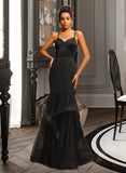 Esperanza Trumpet/Mermaid V-neck Floor-Length Satin Prom Dresses UKP0014395