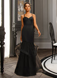 Esperanza Trumpet/Mermaid V-neck Floor-Length Satin Prom Dresses UKP0014395