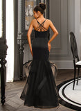 Esperanza Trumpet/Mermaid V-neck Floor-Length Satin Prom Dresses UKP0014395