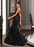 Esperanza Trumpet/Mermaid V-neck Floor-Length Satin Prom Dresses UKP0014395