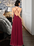 Lindsey A-Line Scoop Neck Square Neckline Floor-Length Chiffon Prom Dresses UKP0014403