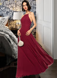 Lindsey A-Line Scoop Neck Square Neckline Floor-Length Chiffon Prom Dresses UKP0014403