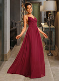 Gianna A-Line V-neck Floor-Length Chiffon Prom Dresses With Lace UKP0014408