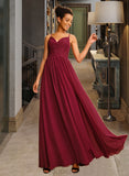 Gianna A-Line V-neck Floor-Length Chiffon Prom Dresses With Lace UKP0014408